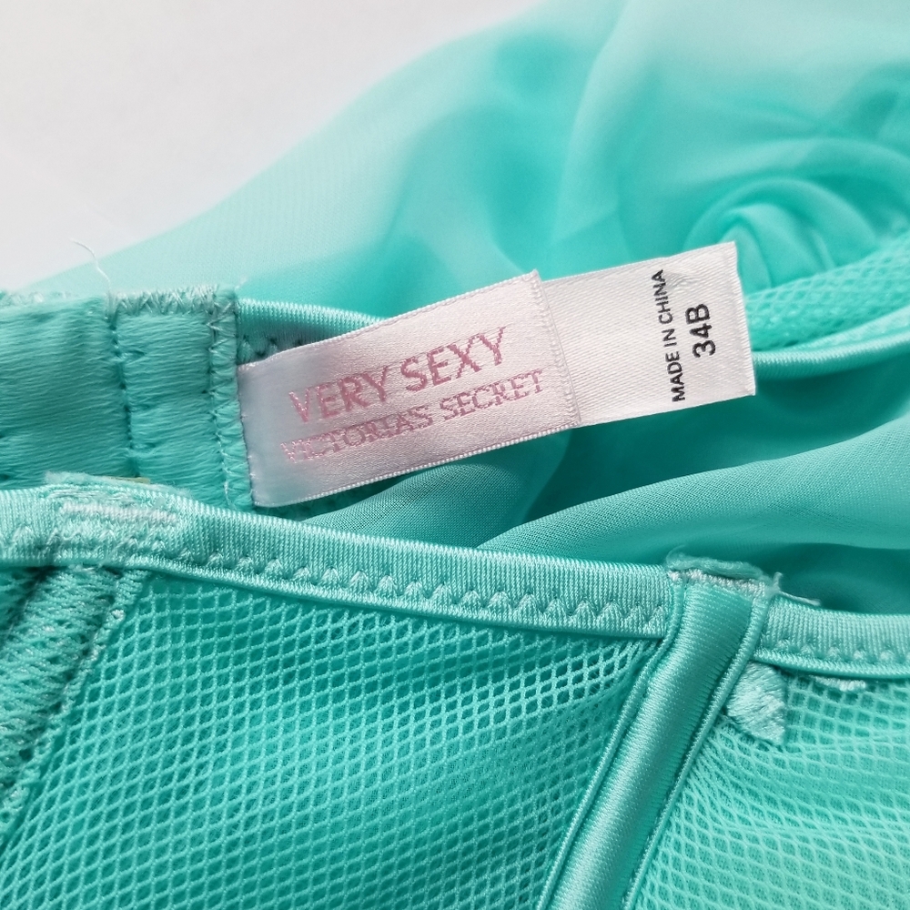 ❗Vintage Victoria's Secret Tiffany Blue Satin Bow Slip 34B❗ - Picture 6 of 7